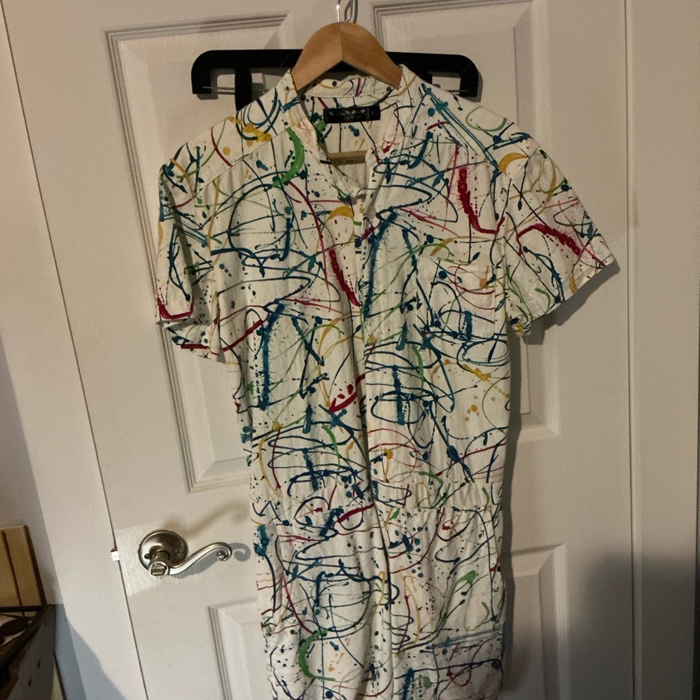 EUC | RompHim • Abstract paint splatter romper (Medium)
